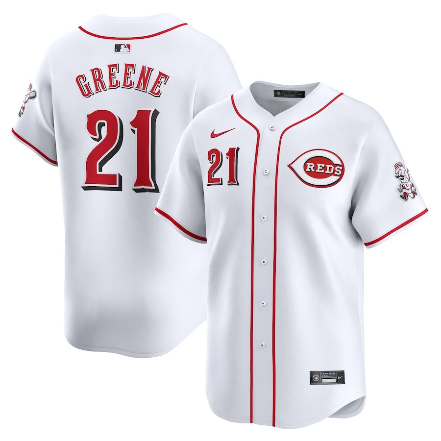 Men Cincinnati Reds #21 Hunter Greene Nike White Home Limited Player MLB Jersey